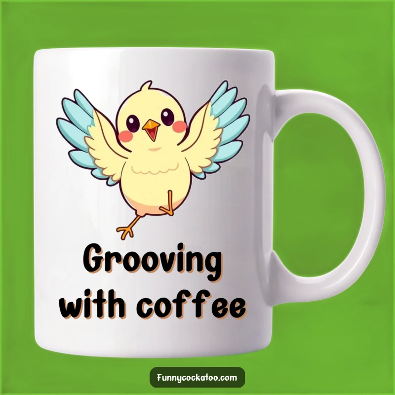 Funny Dancing Bird Mug: Wings Spread Joy, Animated Style - Perfect Funny Gift