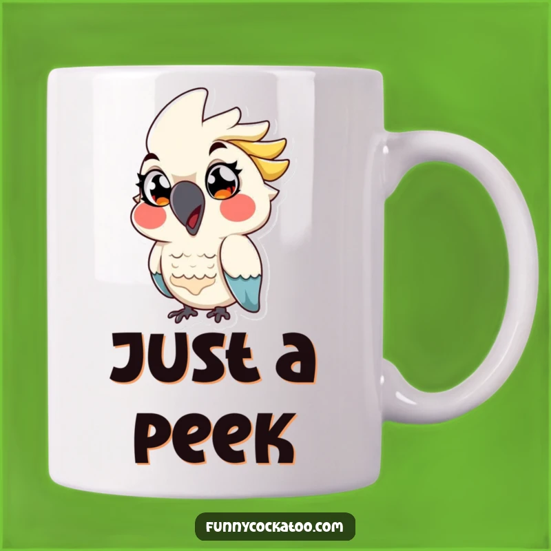 Funny Cockatoo Mug: Winking Cartoon Bird, Exaggerated Eyes - Perfect Funny Gift