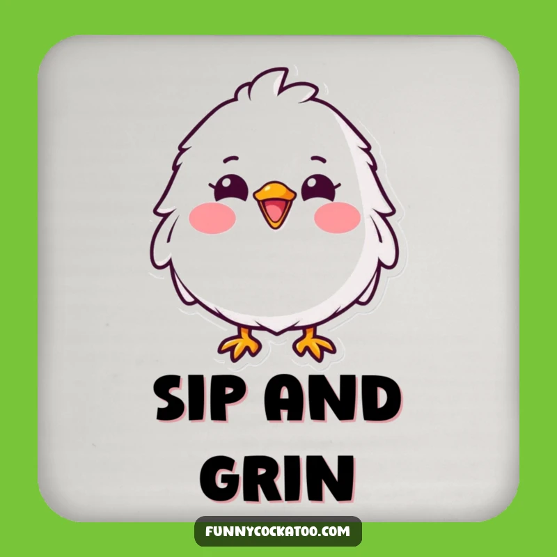 Funny Fluffy Bird Coasters: Cheerful Protection, Pink Cheeks - Cute Funny Gift Set