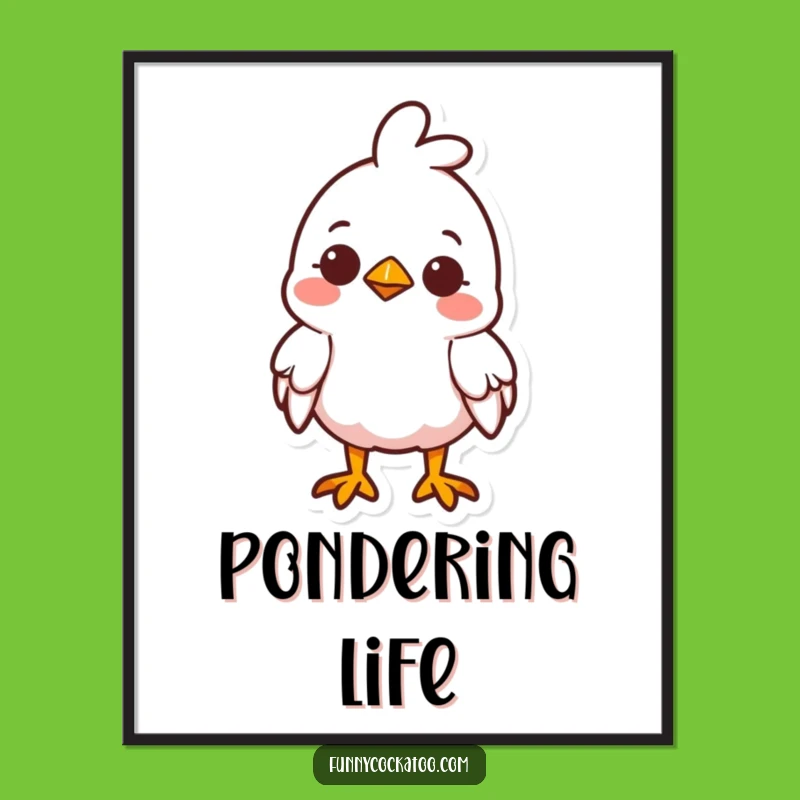 Funny Cute Fowl Poster: Curious Smile Art, Head Tilt - Whimsical Funny Gift Decor