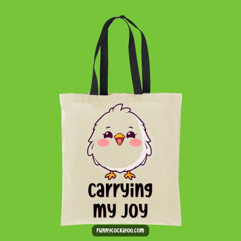 Funny Fluffy Bird Tote Bag: Cheerful Smile, Pink Cheeks - Your Go-To Funny Gift Bag